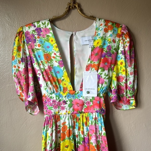 Les Reveries Silk Floral Dress Size 6 - Picture 3 of 9